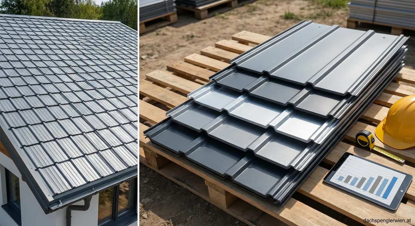 Aluminium Dachplatten auf einem modernen Hausdach